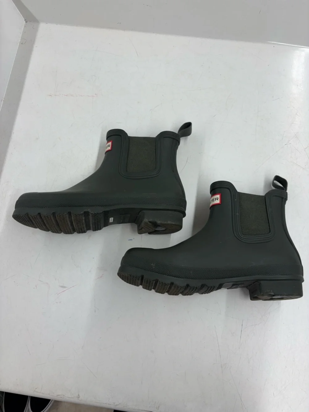 Hunter Short Chelsea Rain Boots in Olive Green - Picture 3 of 5